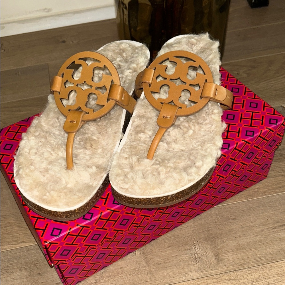 Tory Burch Miller Cloud Shearling Sandals